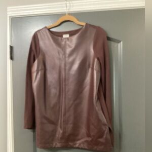 Chico's Vegan Leather Front Tunic, rich raisin color